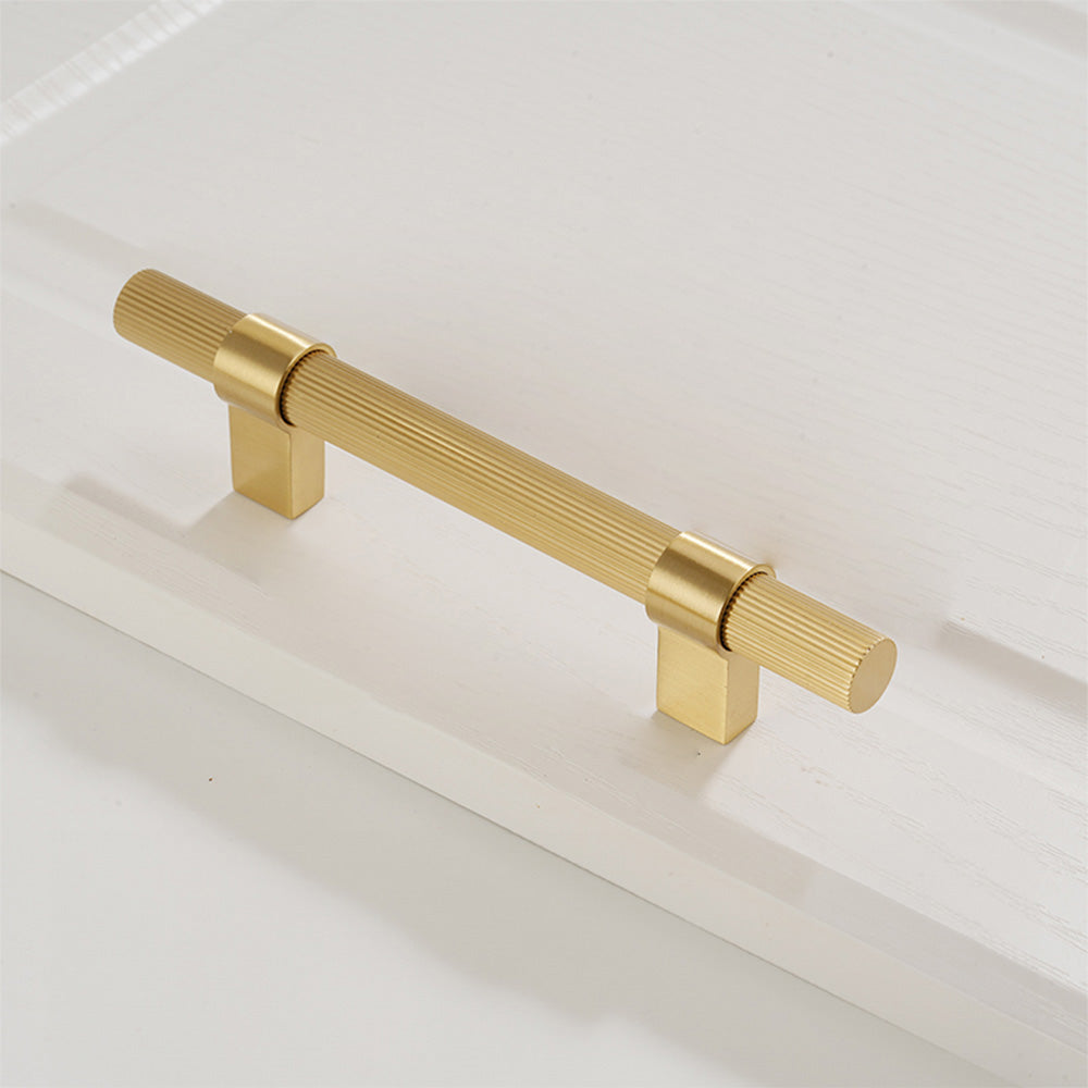 Solid Brass Gold Knurled Hardware Kitchen Cabinet Pulls