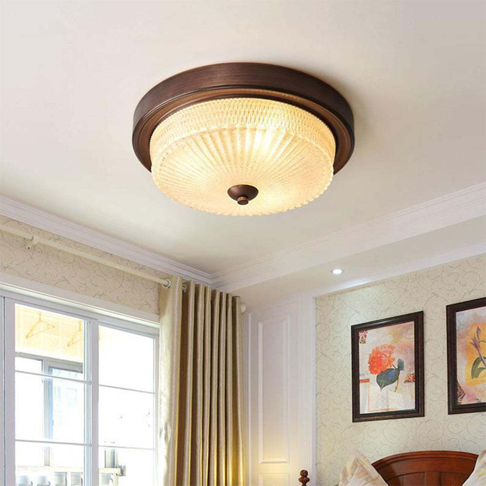 Vintage Round Glass Simple Ceiling Lamp For Bedroom -Homdiy