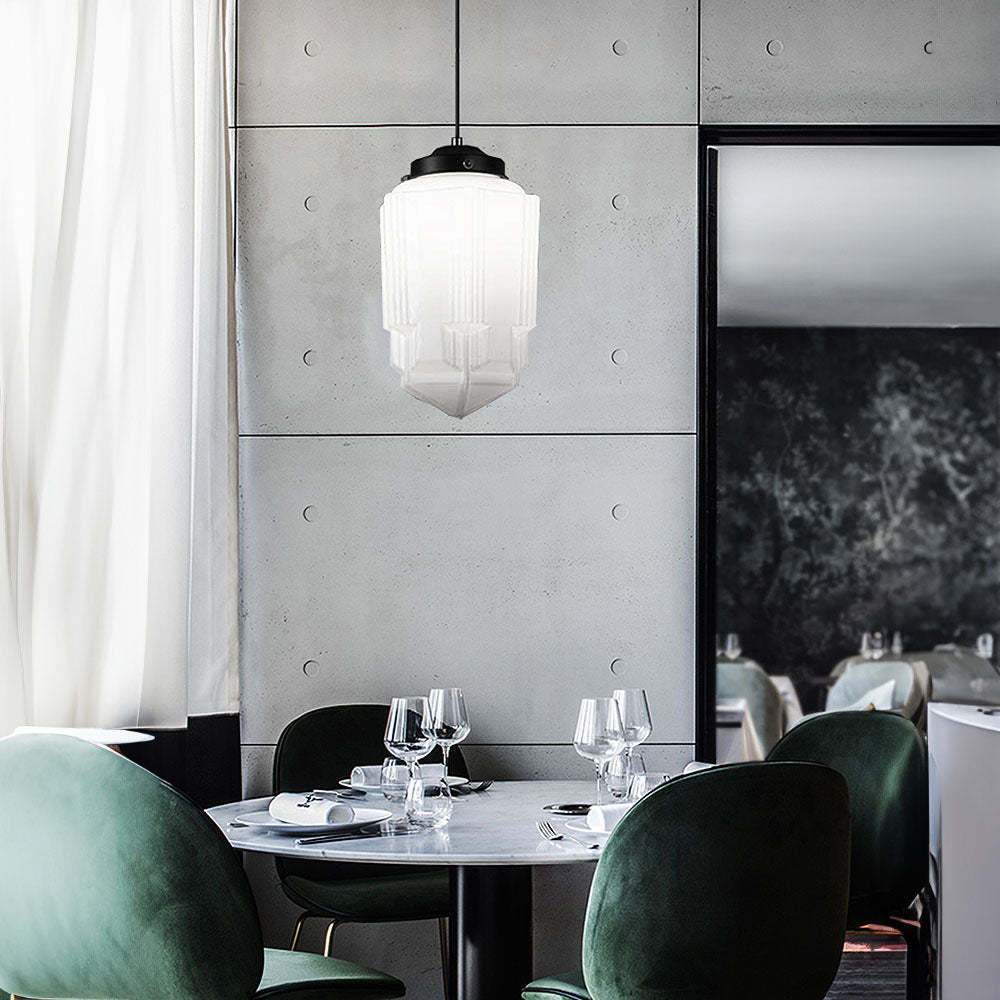 Vintage White Milk Glass Pendant Light -Homdiy