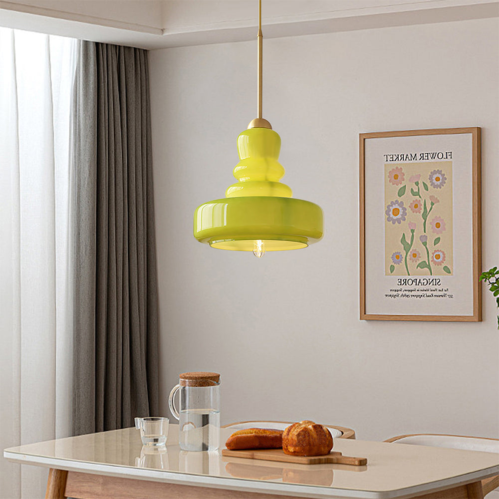 Homdiy Pendant Light Vintage Bauhaus Gourd Glass Pendant Light