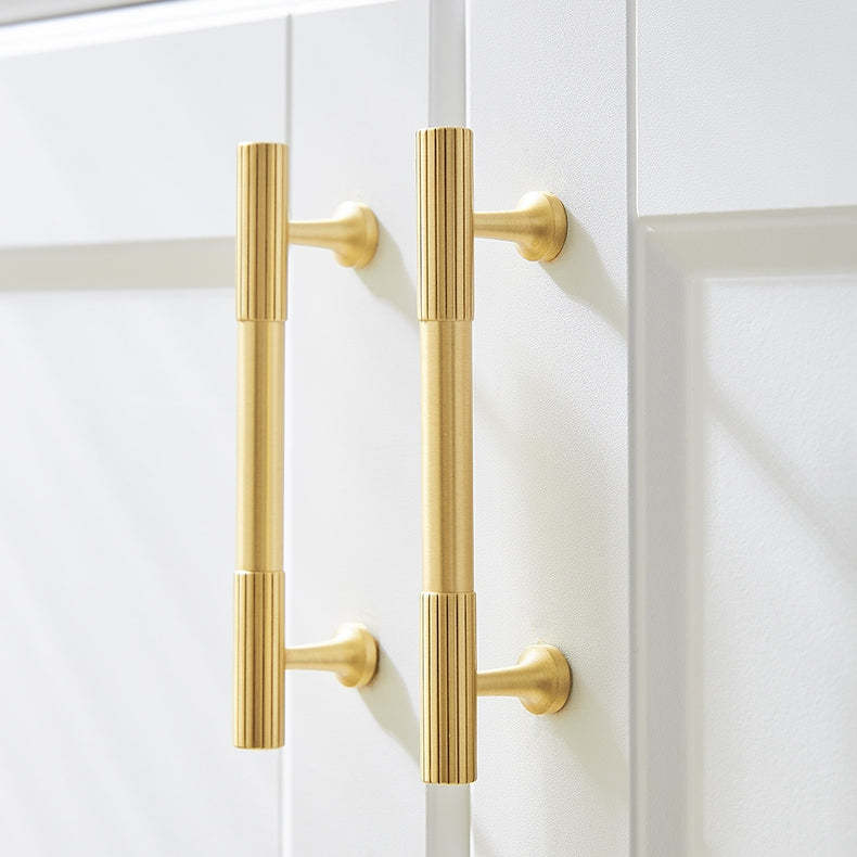 Linear Knurled Solid Brass Cabinet Handles and Knobs -Homdiy