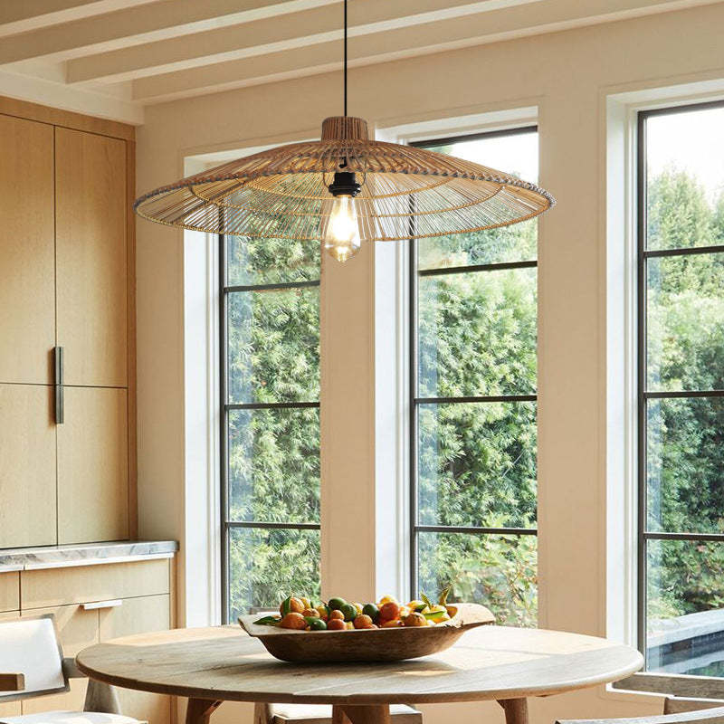 Triangular Wicker Pendant Lamp Hand Woven Hanging Lighting -Homdiy