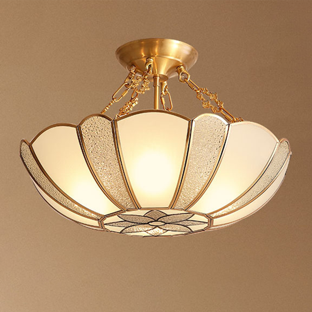 Flower Pattern Chain Glass Ceiling Light Fixture -Homdiy