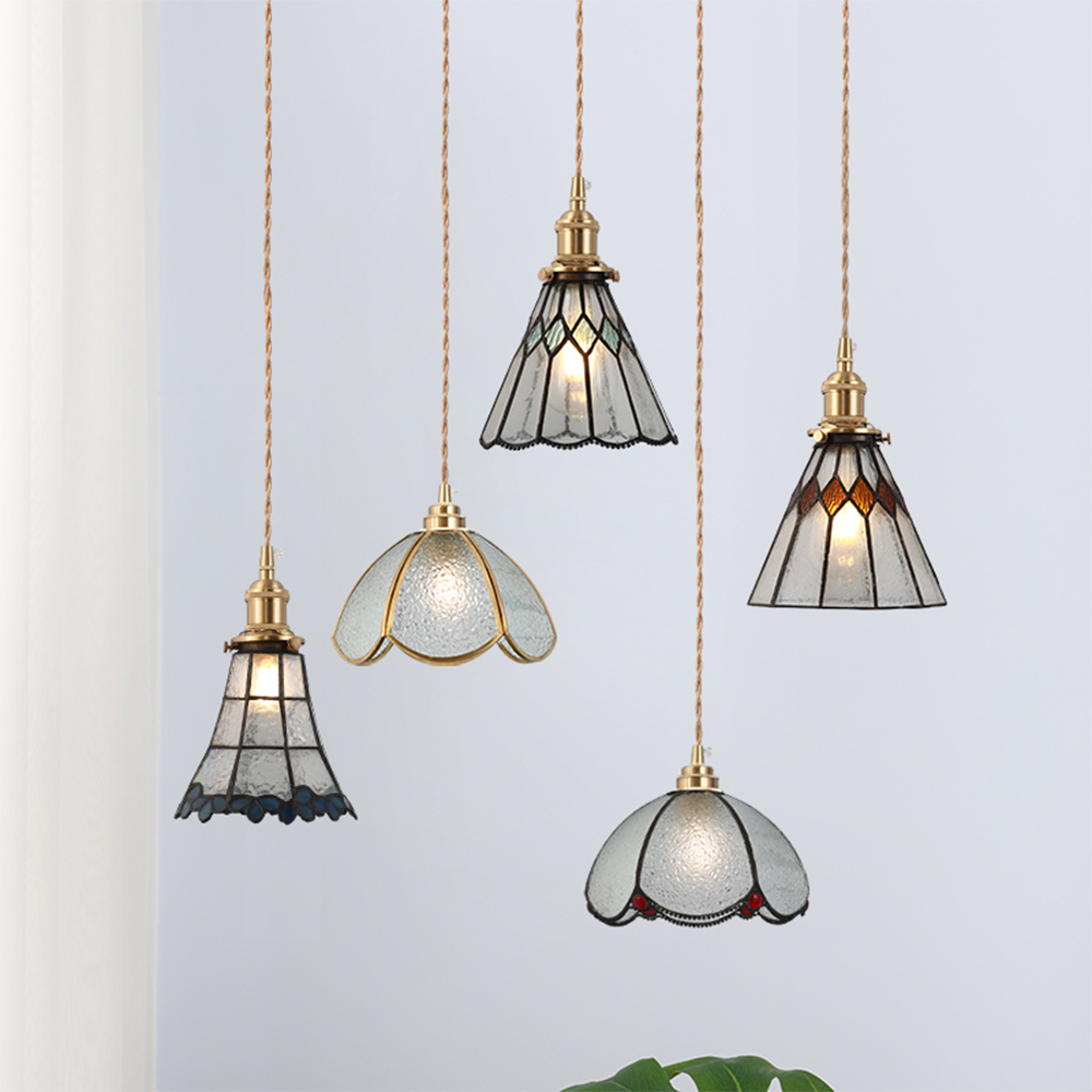 Nordic Simple Cone Tiffany Glass Pendant Light -Homdiy