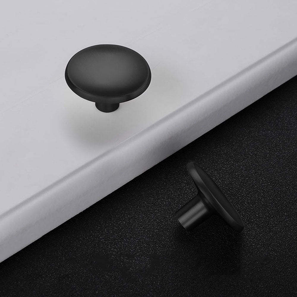 10 Pack Matte Black Cabinet Knobs Solid Round Kitchen Drawer Pulls (LS4008BK) -Homdiy