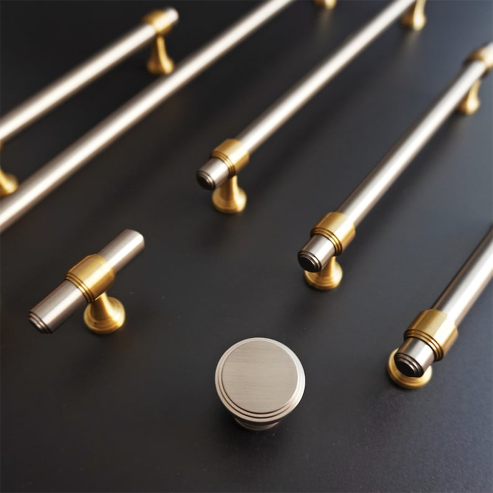 Modern Brass Cabinet Pulls Brown & Silver Drawer Kitchen Cupboard Handles -Homdiy