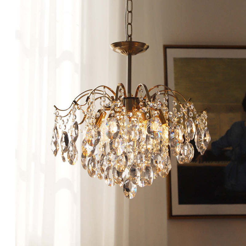 Sumptuous Crystal Chandelier Retro Romantic Amber Living Room Chandelier -Homdiy