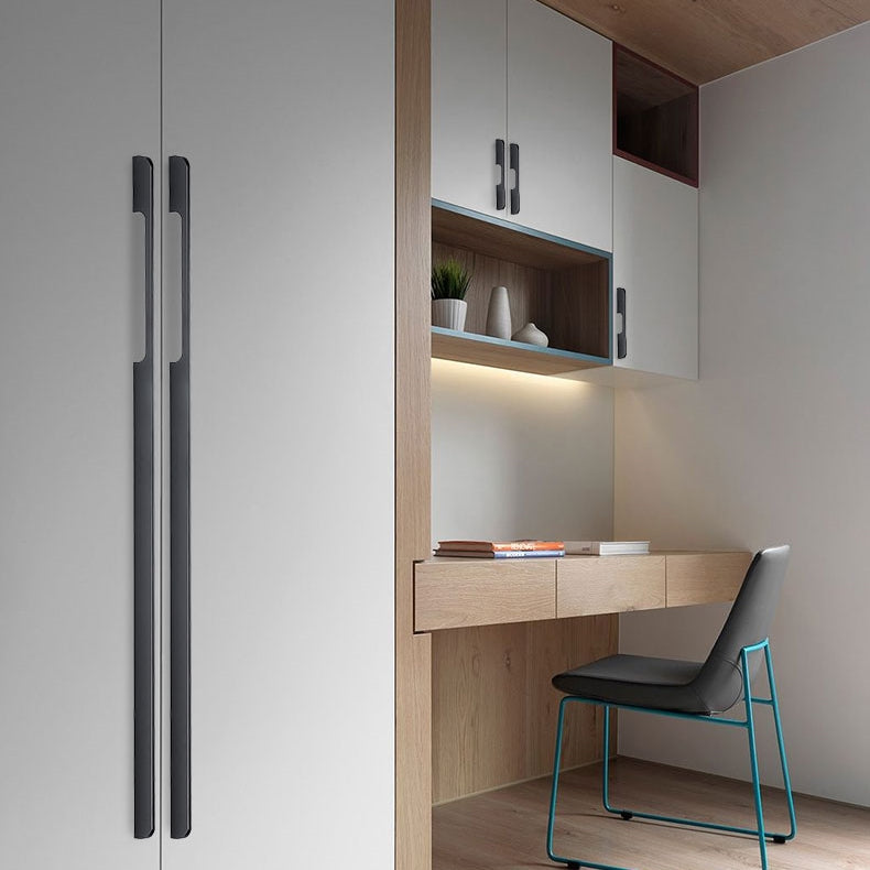 Solid Aluminum Alloy Modern Black Long Cabinet and Drawer Handles