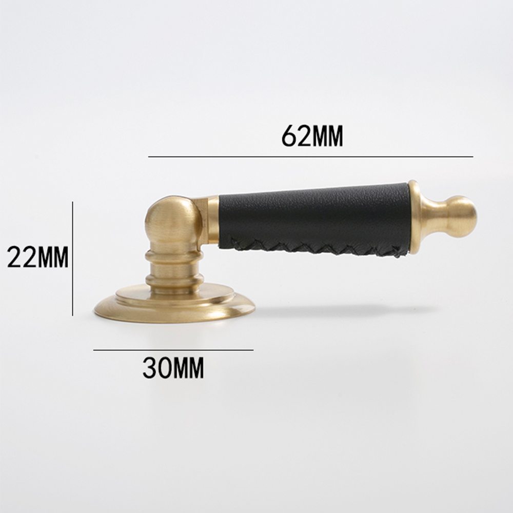 Modern Leather Cowhide & Brass Furniture Handles Kitchen Cabinet Pulls -Homdiy