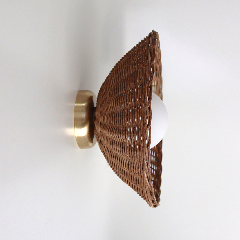 Bamboo Glass Woven Rustic Wall Lamp -Homdiy