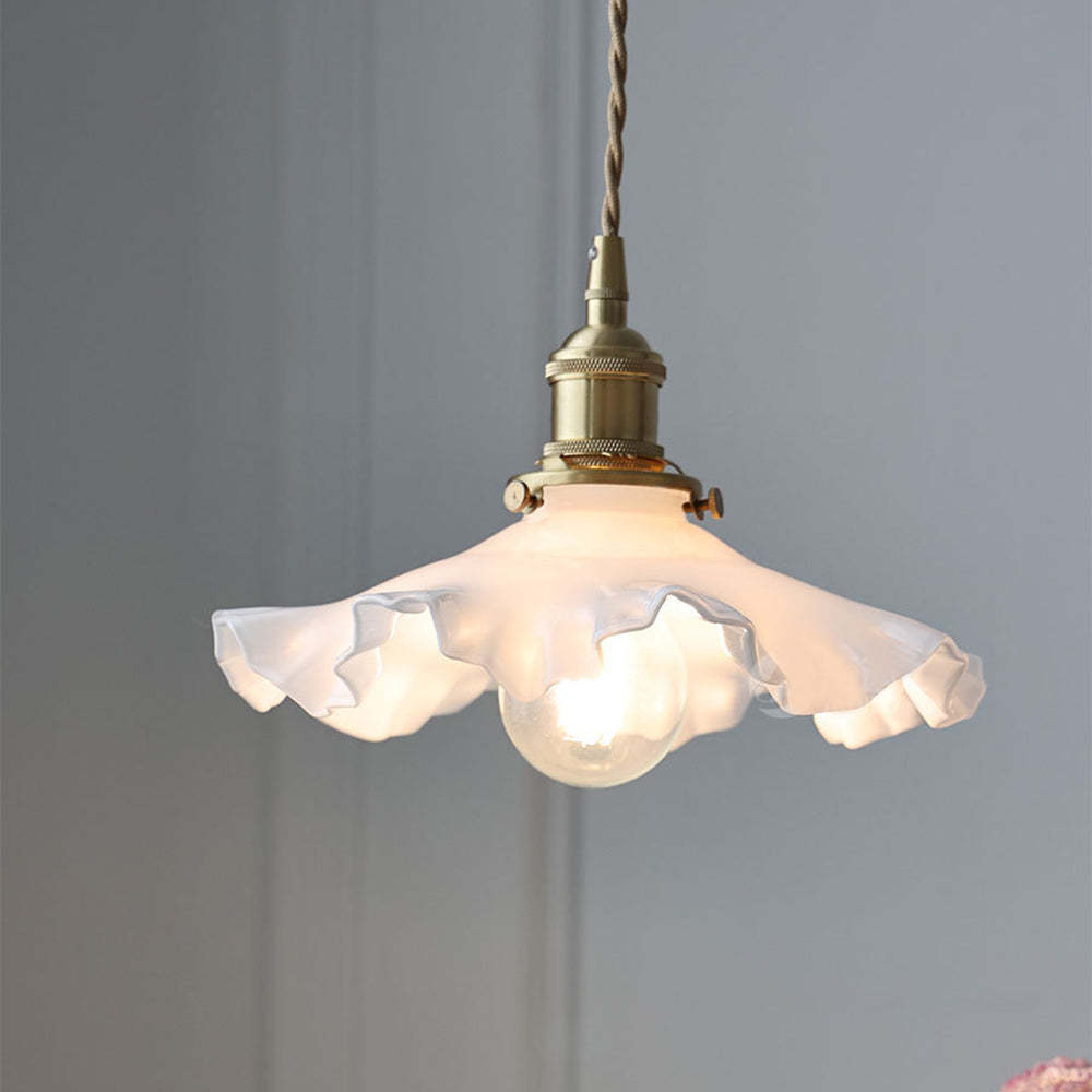 Nordic Kitchen Island Vintage Glass Pleated Pendant Lamp -Homdiy