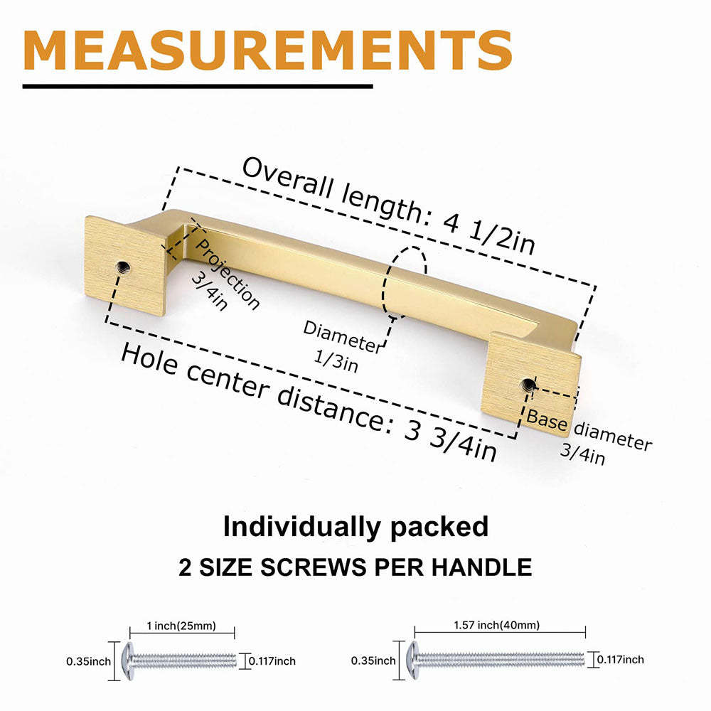 10 Pack Square Bathroom Cabinet Handles Brushed Brass Drawer Pulls for Dresser(LS9136BB) -Homdiy