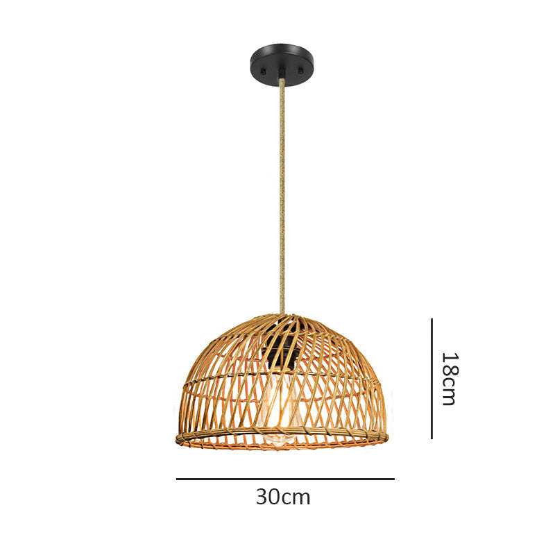 Hand-Woven Rattan Basket Pendant Light -Homdiy