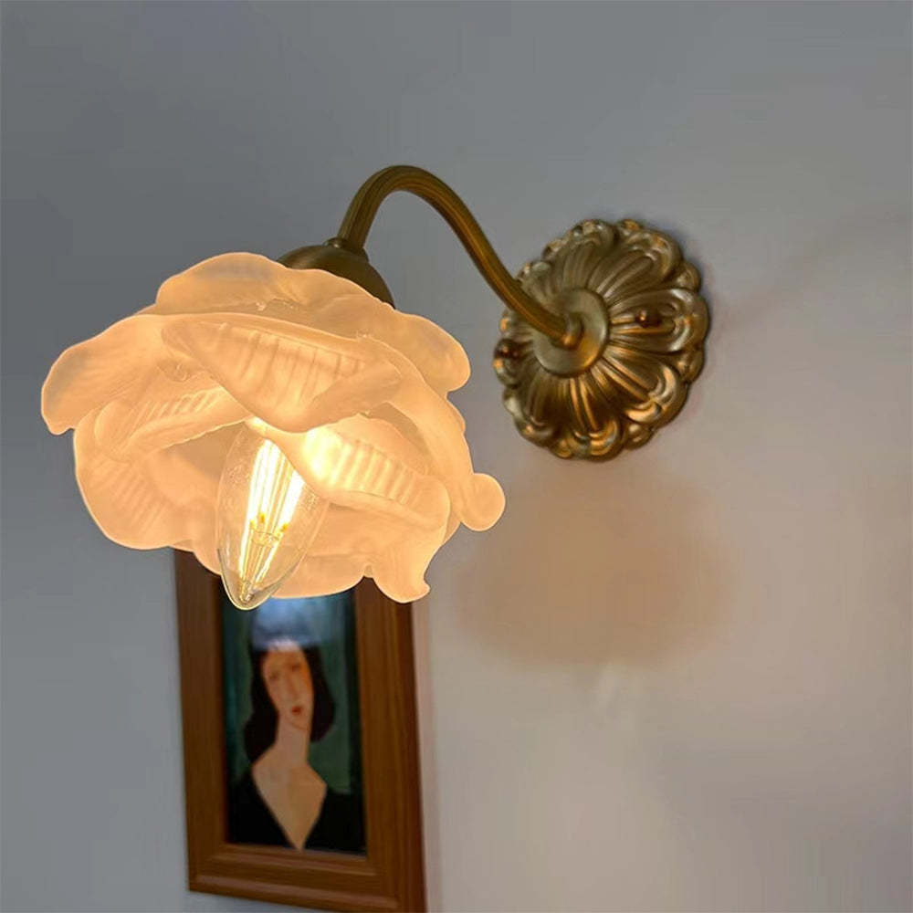 Vintage Copper Flower Petal Glass Wall Lamp -Homdiy