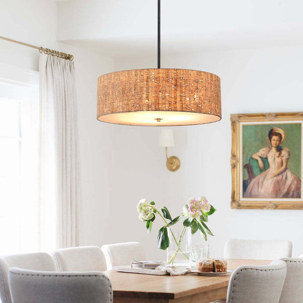 Vintage Minimalist Drum Acrylic Rod Pendant Light -Homdiy