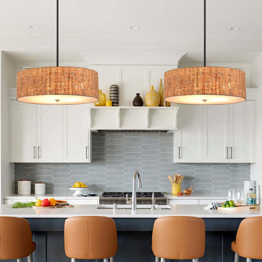 Vintage Minimalist Drum Acrylic Rod Pendant Light -Homdiy