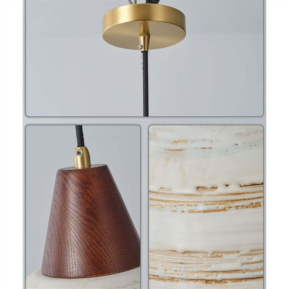 Vintage Walnut Ceramic Pendant Lamp -Homdiy