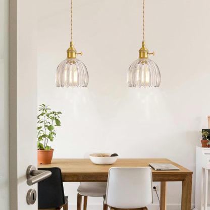 Retro Flower Glass Pendant Light