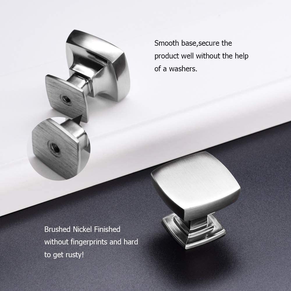 10 Pack Square Kitchen Drawer Knobs Brushed Nickel Cabinet Knobs(LS9016SNB) -Homdiy