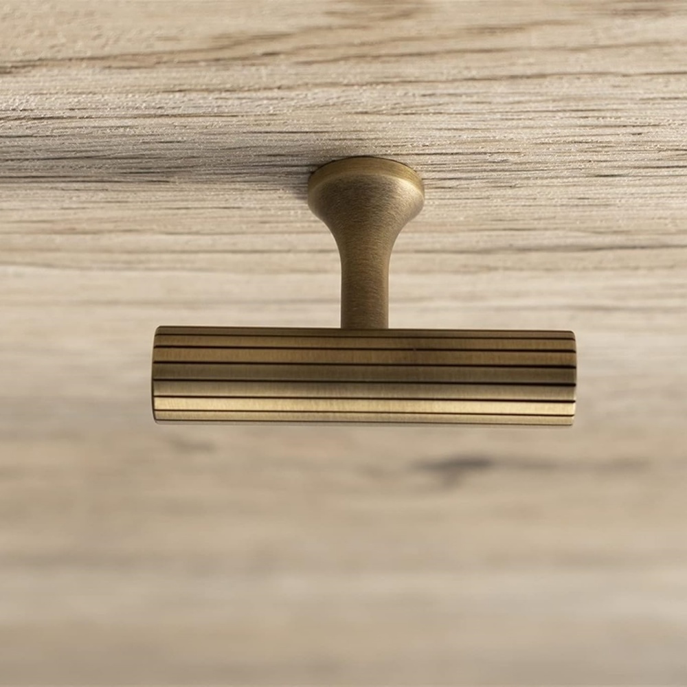 Linear Knurled Solid Brass Cabinet Handles and Knobs