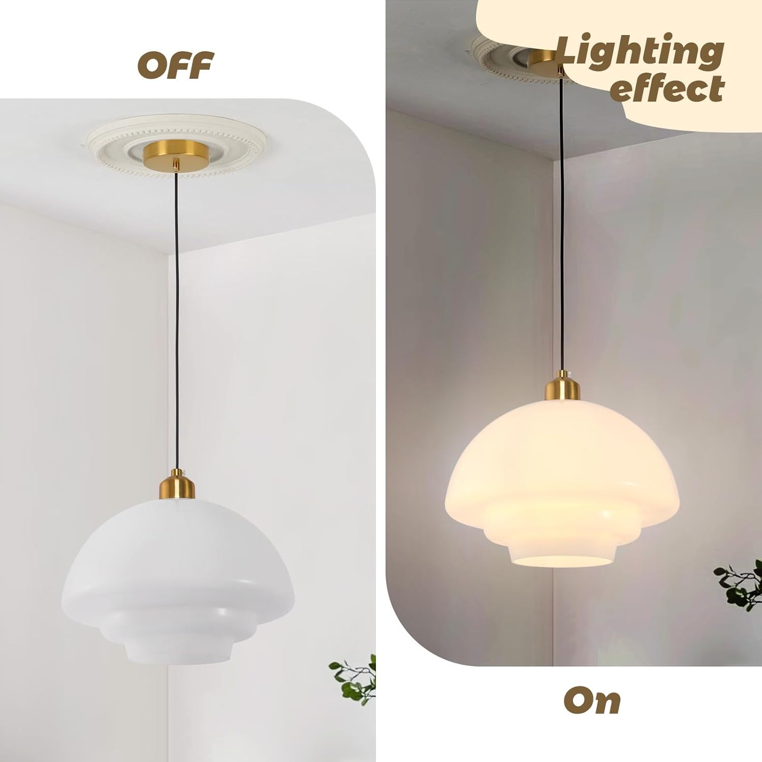 Mid Century Art Milk White Glass Pendant Light