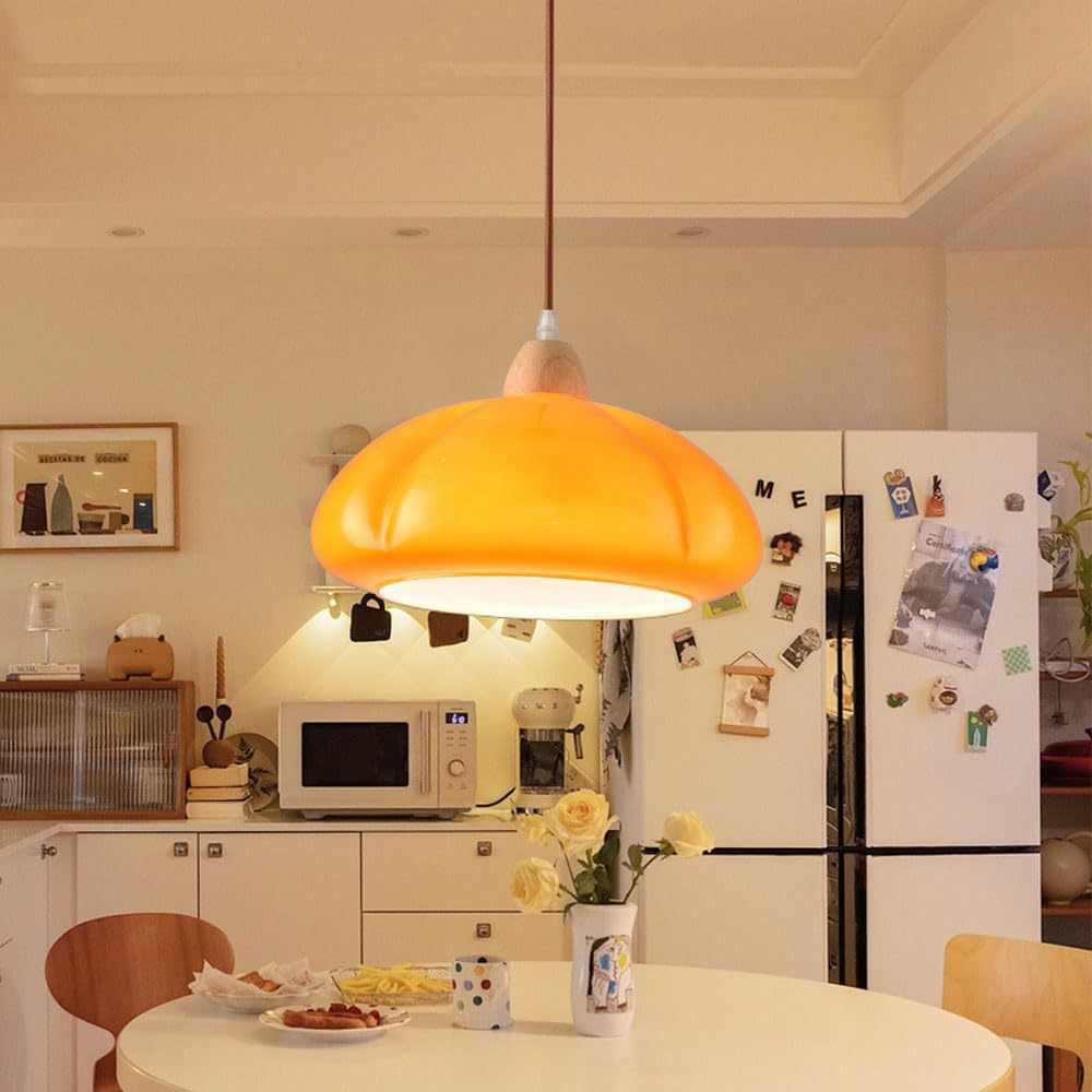 Vintage Pumpkin Glass Pendant Hanging Lamp -Homdiy
