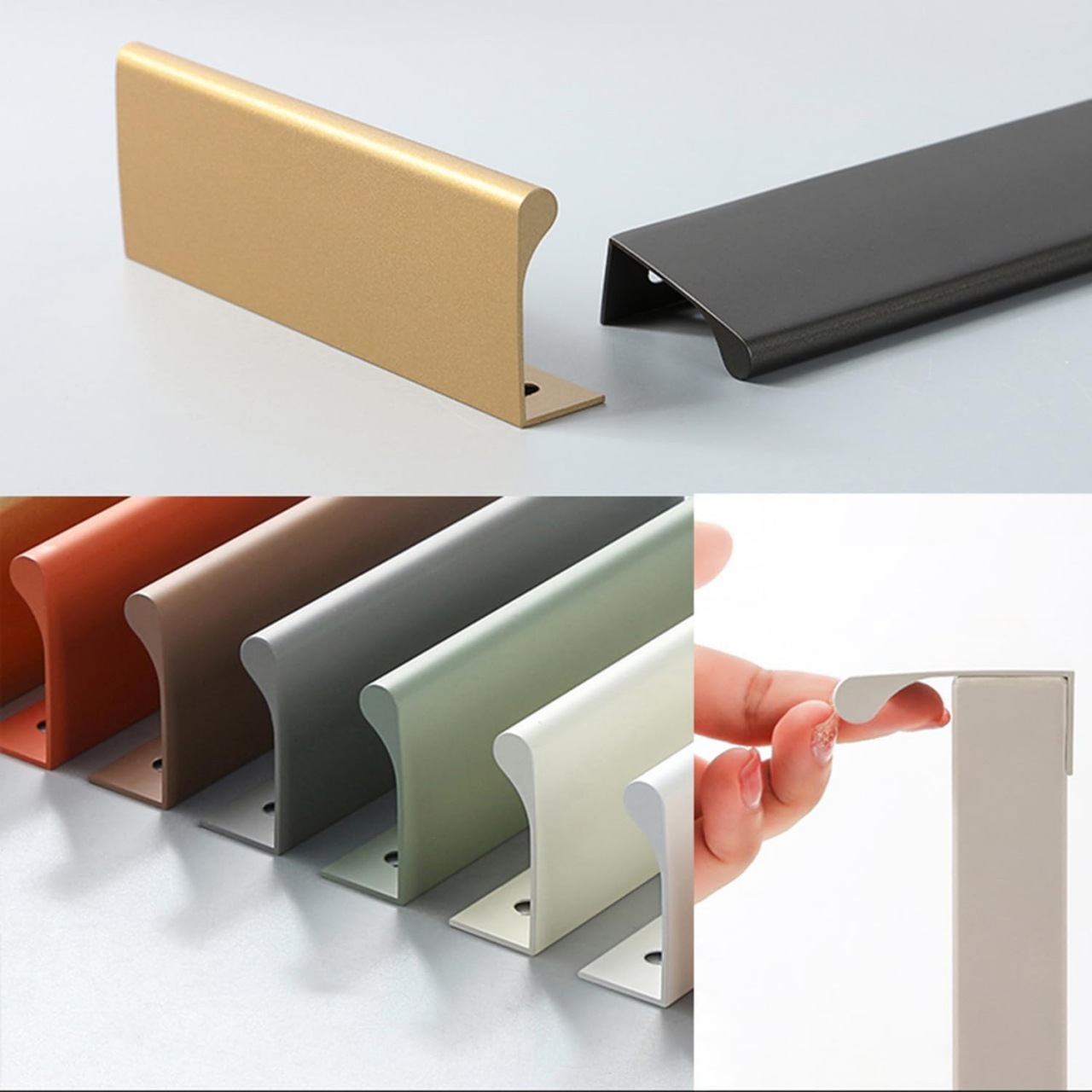 Modern Colorful Aluminum Edge Pulls for Kitchen Drawers