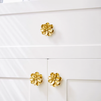 Modern Decorative Gold Brushed Brass Flower Knobs