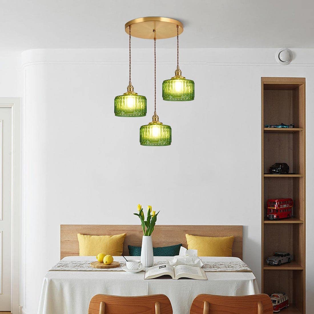 Retro Short Cylinder Wavy Glass Pendant Light -Homdiy