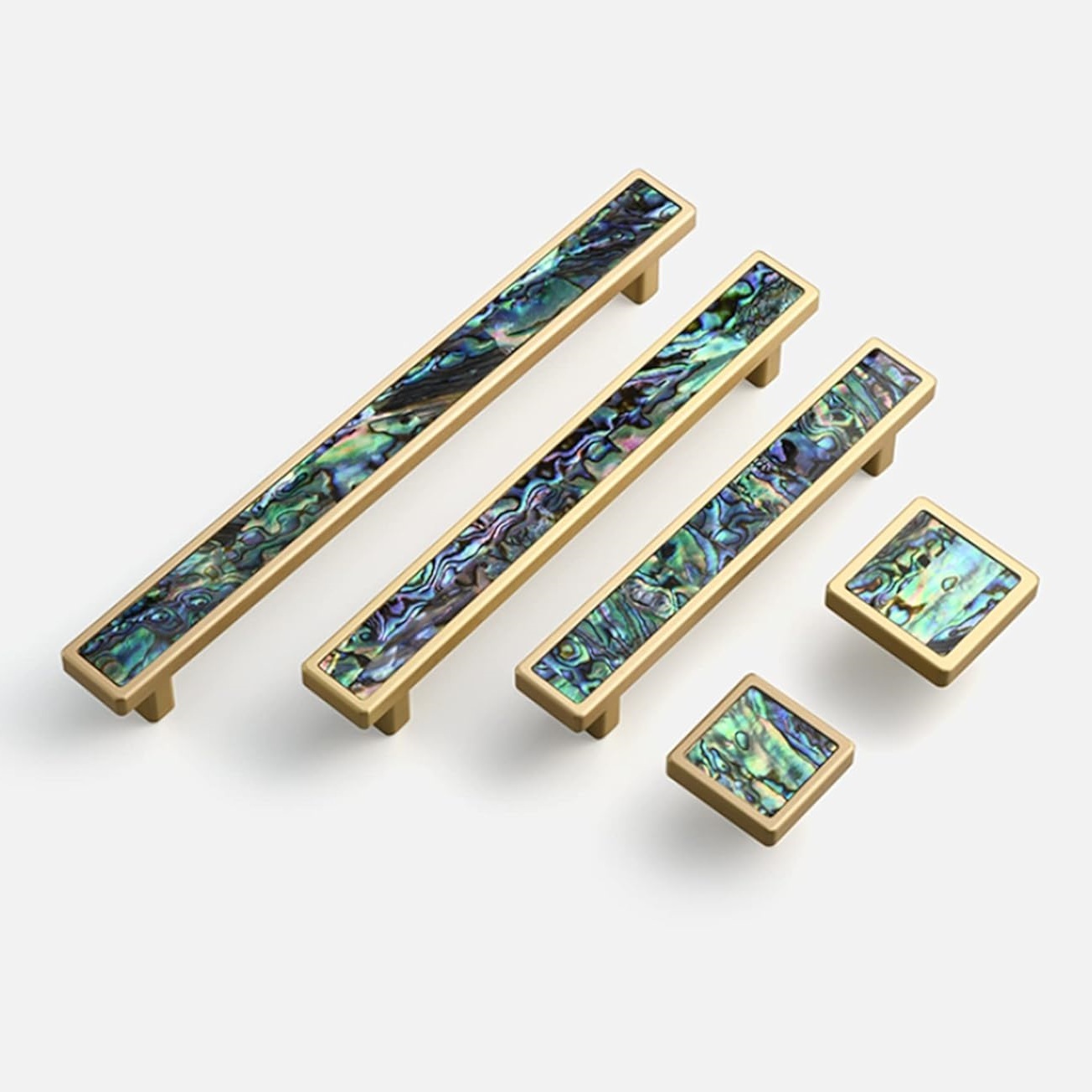 Luxury Natural Shell White Cabinet Pulls Brass Drawer Knobs