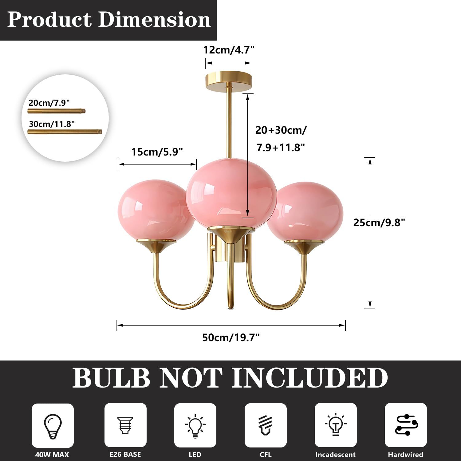 Bubble Pink Glass Marshmallow Chandelier -Homdiy