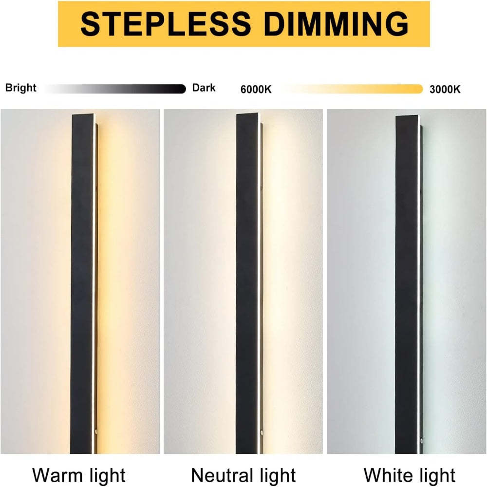 IP65 Modern Industrial Long Acrylic Black LED Outdoor Wall Lights