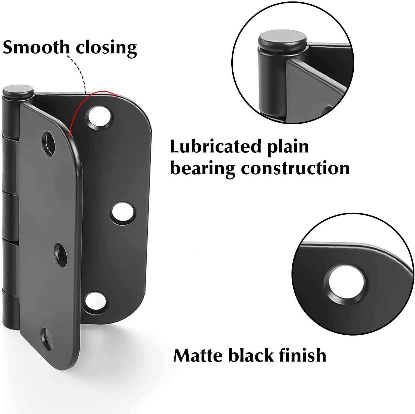 24 Pack Black Door Hinges 3.5inch Matte Black Door Hardware -Homdiy