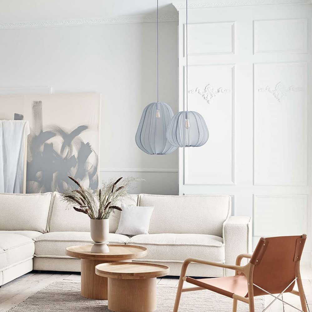 Nordic Gray Blue/Beige Fabric Shade Pendant Lamp -Homdiy