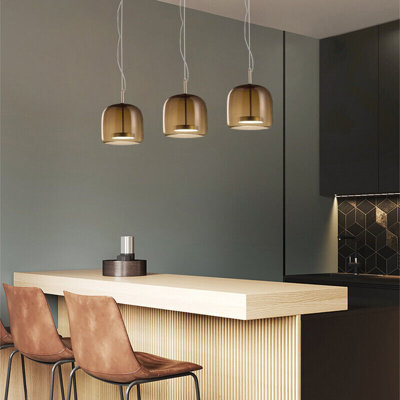 Modern Long Smoked Glass LED Pendant Light -Homdiy