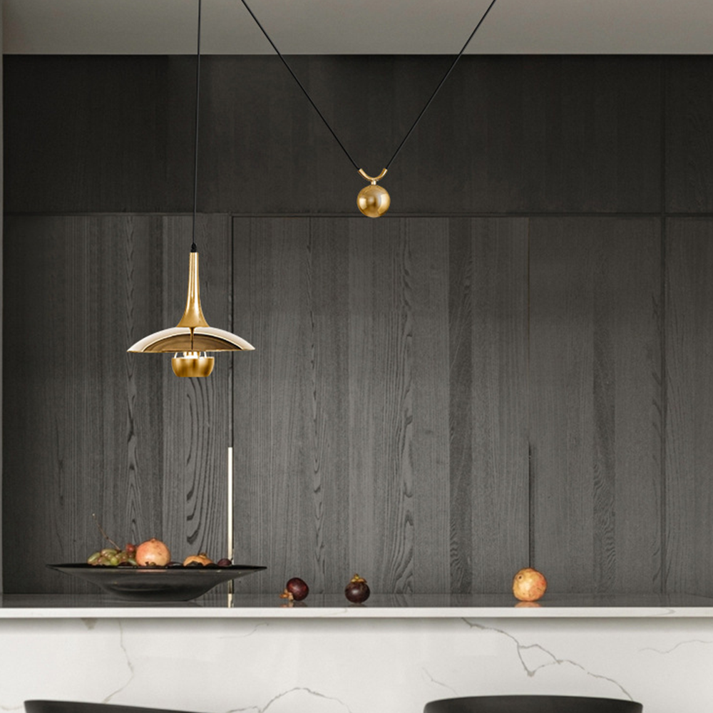 Modern Bauhaus UFO Shape Adjustable Lifting Pendant Light -Homdiy