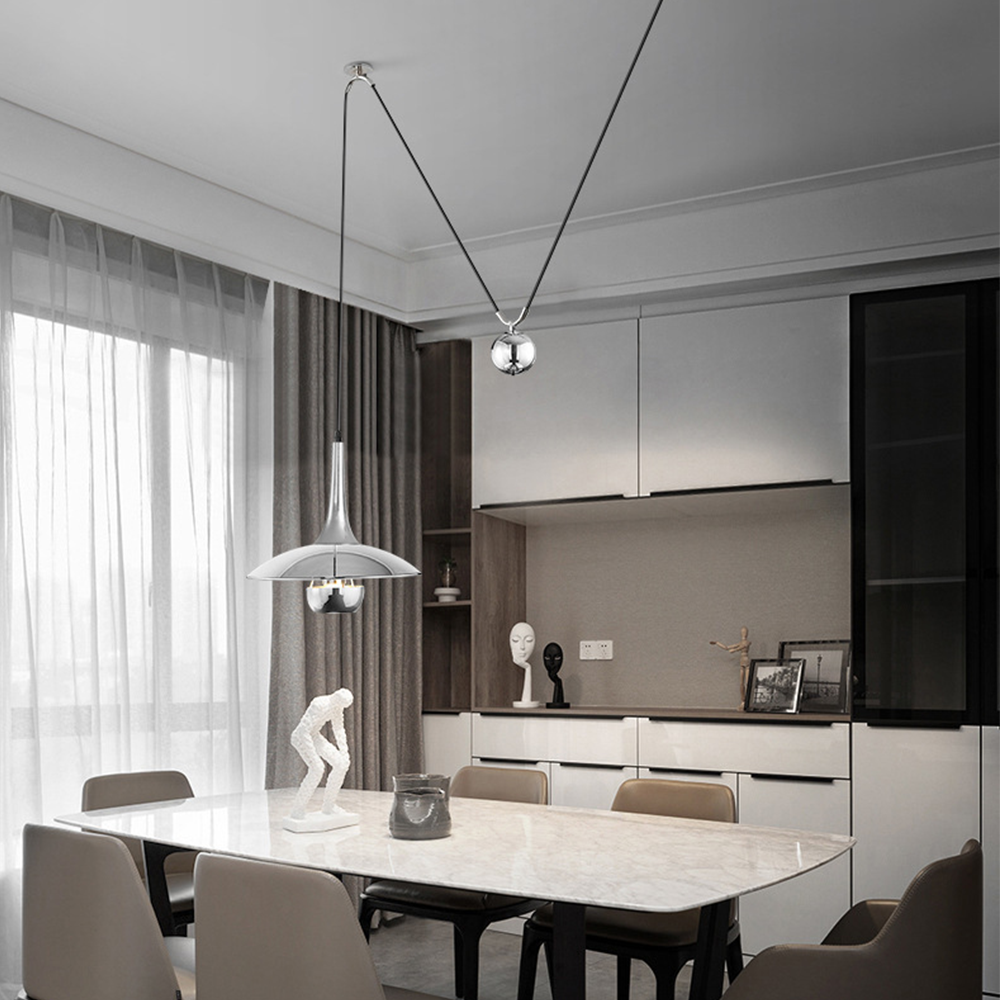 Modern Bauhaus UFO Shape Adjustable Lifting Pendant Light -Homdiy