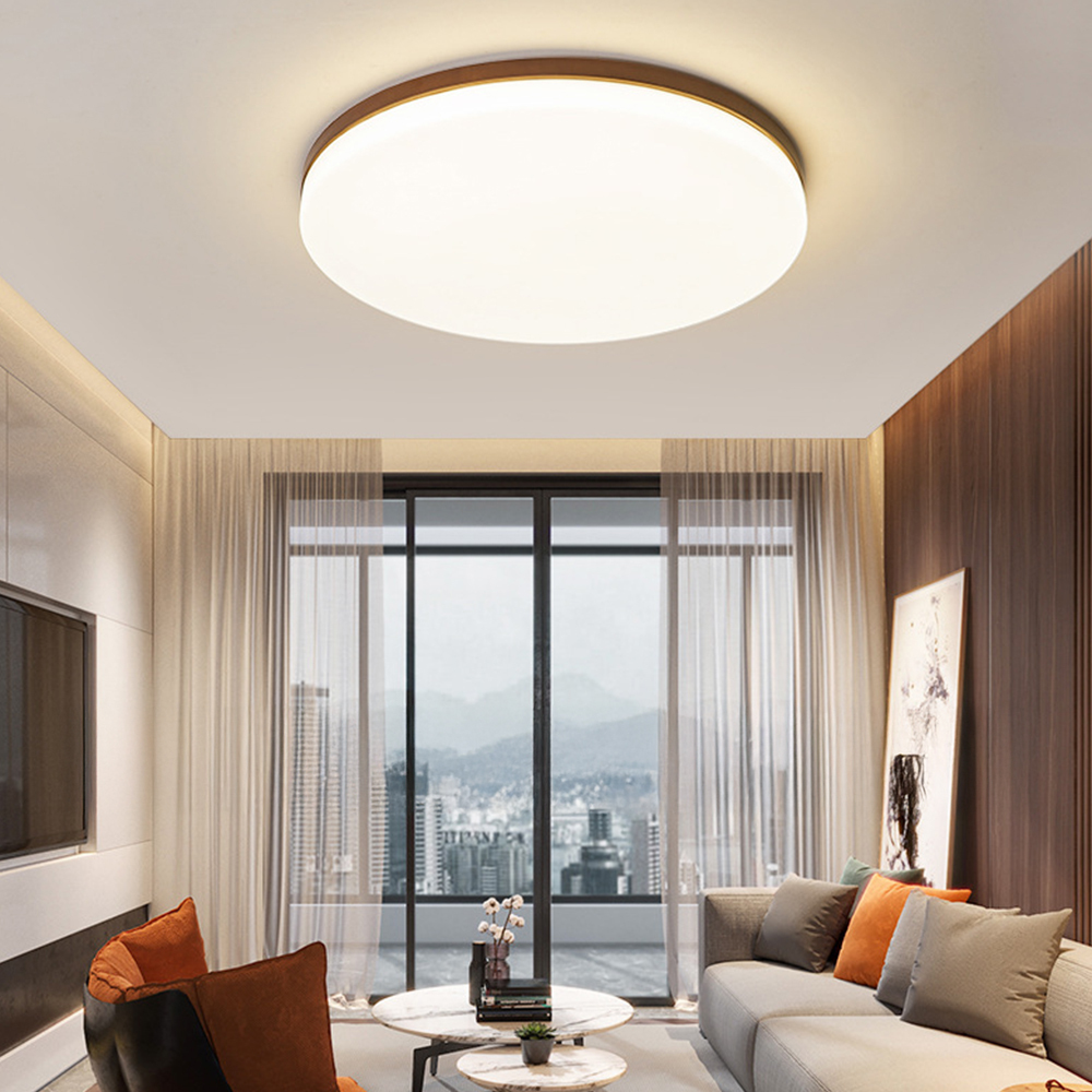 Scandinavian Wooden LED Square Flush Mount Ceiling Light 