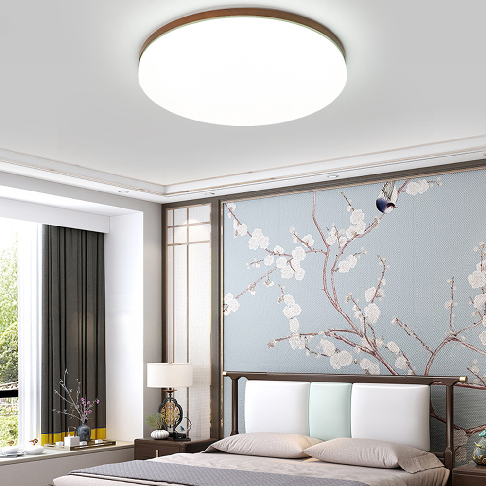 Scandinavian Wooden LED Square Flush Mount Ceiling Light 