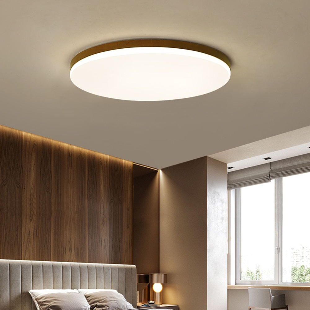 Scandinavian Wooden LED Square Flush Mount Ceiling Light 