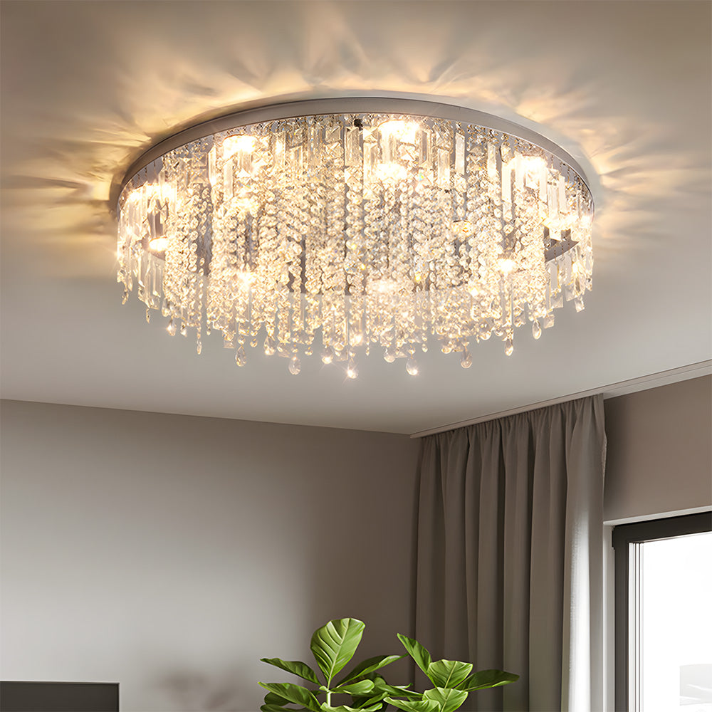 Modern Glam Crystal LED Flush Mount Ceiling Light