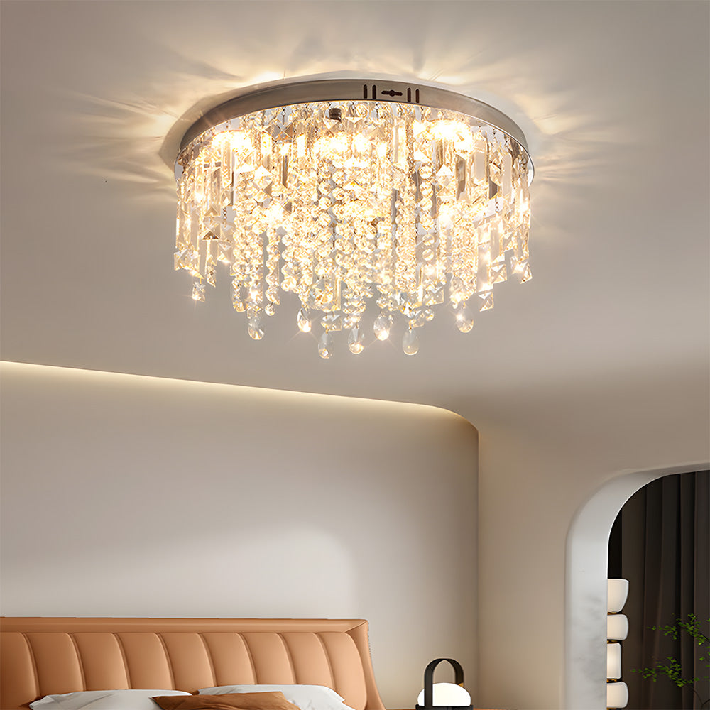 Modern Glam Crystal LED Flush Mount Ceiling Light