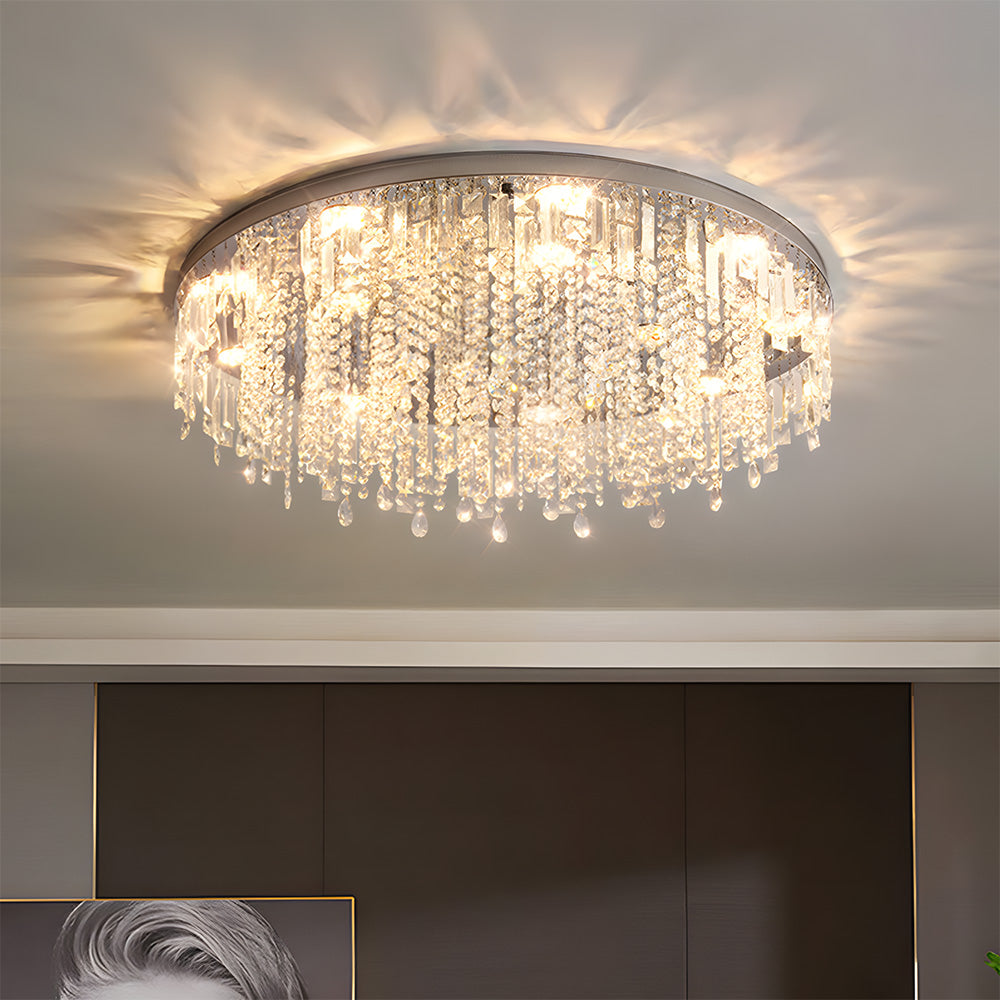 Modern Glam Crystal LED Flush Mount Ceiling Light