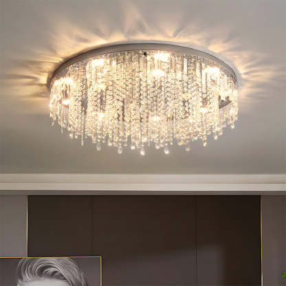 Modern Glam Crystal LED Flush Mount Ceiling Light