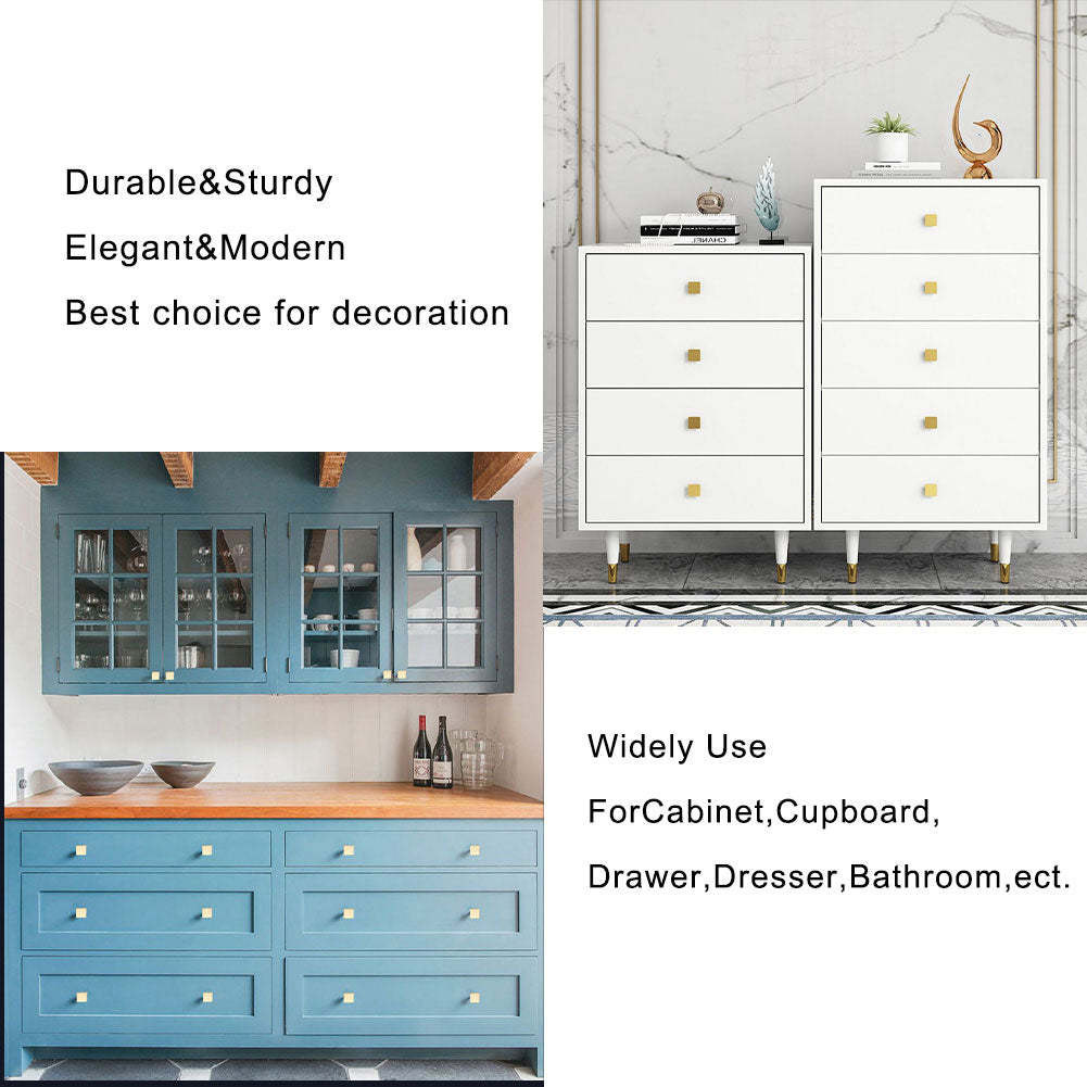 30 Pack 1.1 inch Width Square Drawer Knob Gold For Bathroom(LS6785BB) -Homdiy