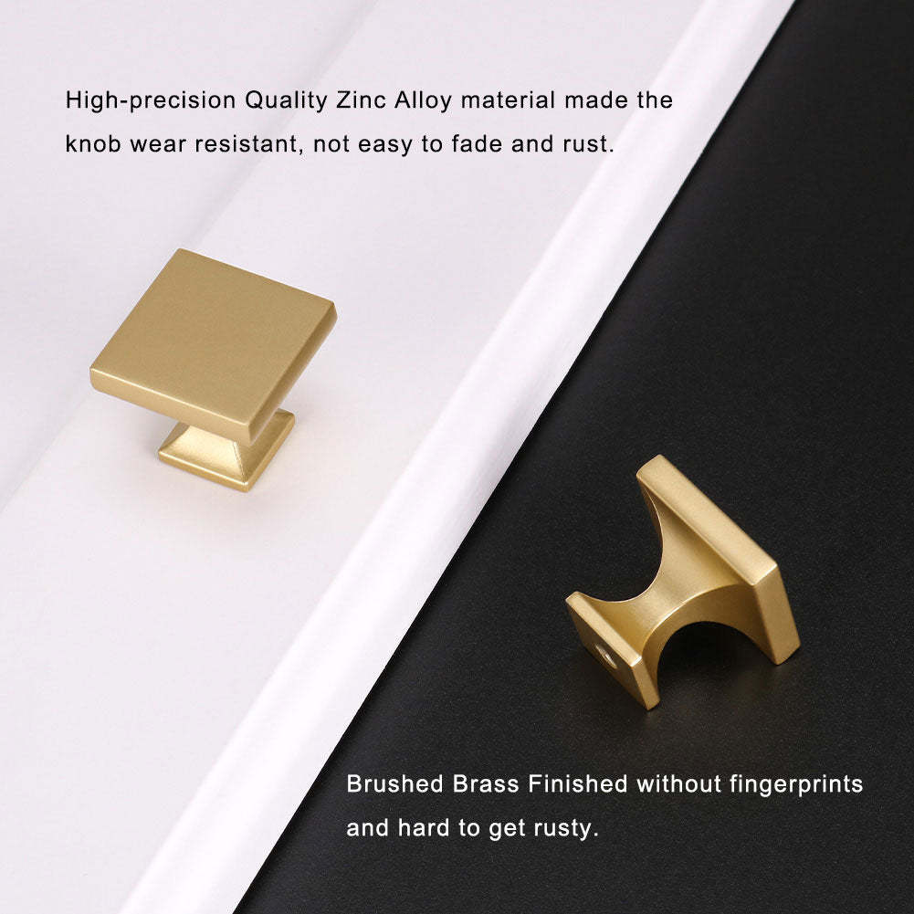 30 Pack 1.1 inch Width Square Drawer Knob Gold For Bathroom(LS6785BB) -Homdiy