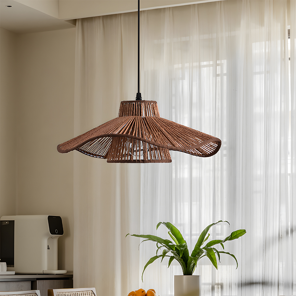 Modern Wooden Paper Woven Pendant Light for Kitchen