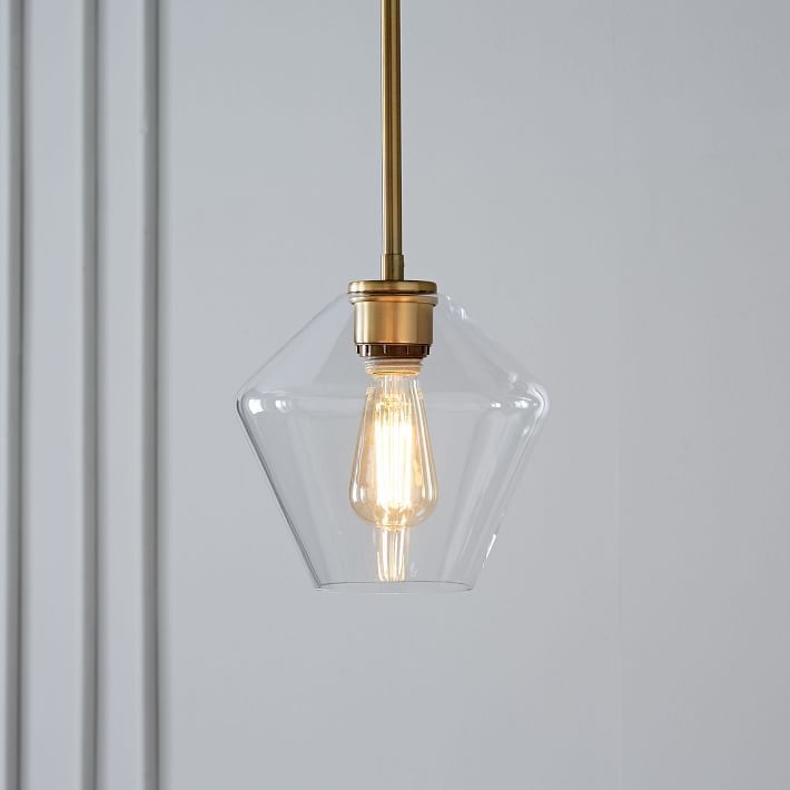 Industrial Clear Glass Shade Rod Pendant Light -Homdiy