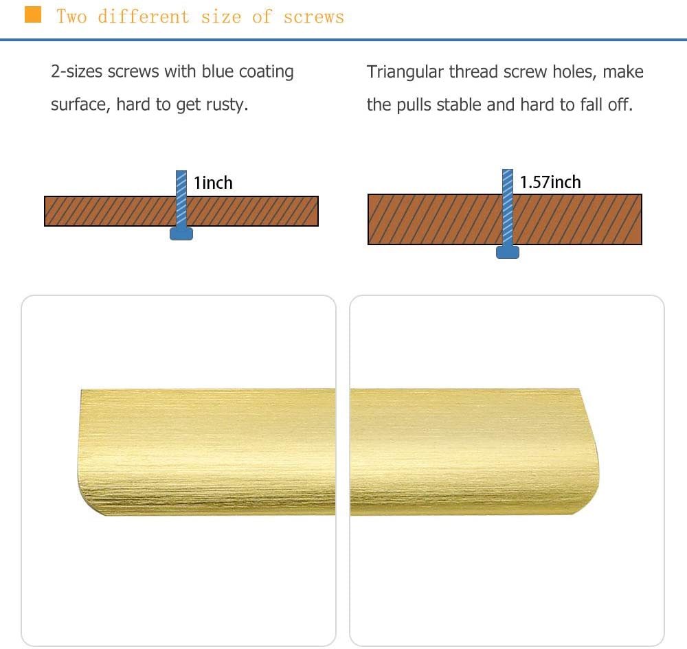 Edge Drawer Pulls Gold Cabinet Door Handles Hardware -Homdiy