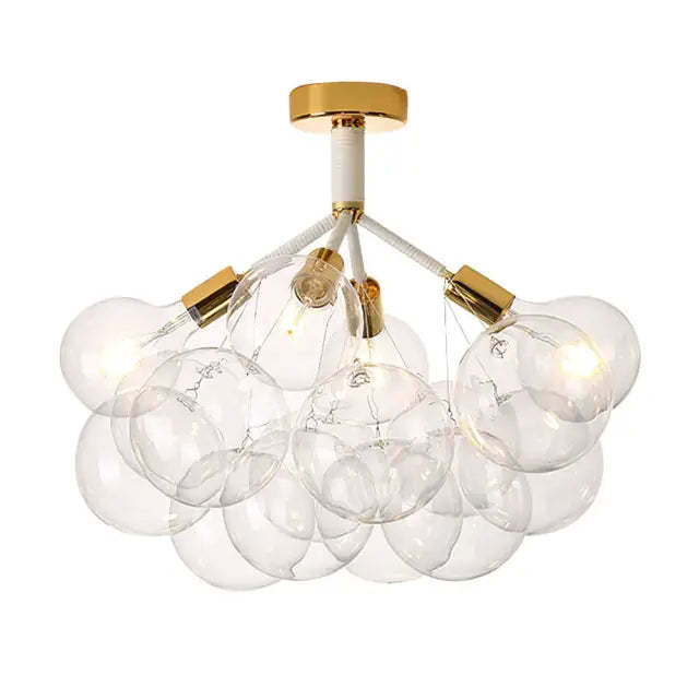 Modern Glass Bubble Semi Flush Mount Ceiling Chandelier -Homdiy